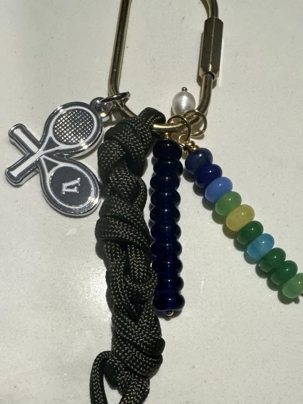 Vuori US Open NYC Exclusive Bag Charm Keychain Tennis Racket Beads Rare